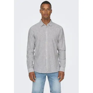 Only & Sons Kurzarmhemd »ONSCAIDEN STRIPE LINEN SHIRT 660 NOOS«, blau