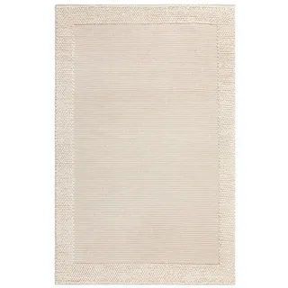 Handwebteppich , Creme , Textil , Uni , rechteckig , 200x290 cm , Reach, AZO-frei, Handmade in India , für Fußbodenheizung geeignet, strapazierfähig , Teppiche und Böden, Teppiche, Schafwollteppiche