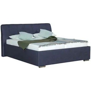 Boxxx Polsterbett , Blau , Metall, Holz , Birke , 180x200 cm , Bettkasten, Lattenrost, gepolstertes Kopfteil, in verschiedenen Größen erhältlich , Schlafzimmer, Betten, Polsterbetten