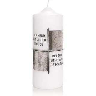 Wiedemann Trauerkerze Ornament verziert 200/80mm (Weiß)
