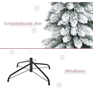 Künstlicher Weihnachtsbaum, schneebedeckt, schmales Design, feuerfest, 180 cm, Grün/Weiß