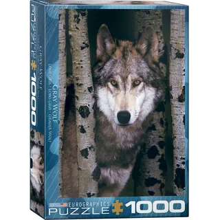 1000 Teile Puzzle - Puzzle - Wilde Natur Grauer Wolf + DeLuxe 3er Set Puzzle Zubehör