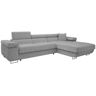 Mirjan24 Eckcouch Cord 5-Sitzer Grau