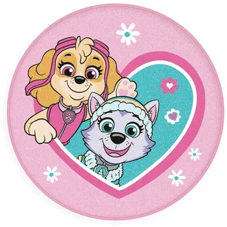 Herding Rundteppich Paw Patrol, Ø 80 cm, Weicher Teppich, Rund, Anti-Rutsch-Effekt, Vorderseite: 100% Polyamid