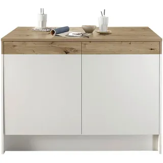 Carryhome Kücheninsel , Weiß, Eichefarben , Holzwerkstoff , einzeln stellbar, nur wie online abgebildet bestellbar , 123x90x90 cm , Küchen, Küchenzeilen & Küchenblöcke, Küchenzeilen