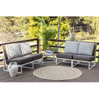 Livabliss Braga Outdoor wetterfest - In und Outdoor für Balkon 160 cm, Terrasse, Garten, Küche - e Boho Style für draußen - Beige und Grau