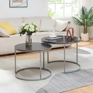 Couchtischset ’Skagen’ im 2er Set Marmor, schwarz / Silber - Silber