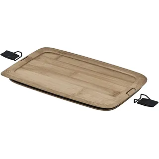 Rösle Brotzeitdeckel FLEXX 2GO 1,5 L eckig Bambus mit Clips, Silikonlippe, als Brotzeit- und Schneidbrett verwendbar, holzfarben, Braun