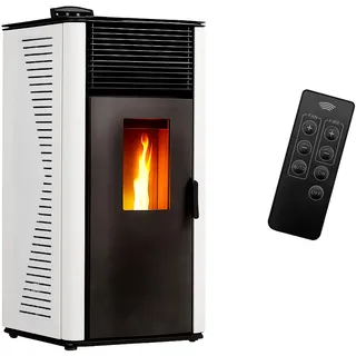 Anita Sannover - Pelletofen mit Luftzirkulation, 12 kW, Farbe: Weiß