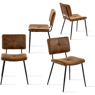 Meubles Cosy Set aus 4 Esszimmerstühlen im Industrial-Stil aus Kunstwildleder – POMONA - Braun