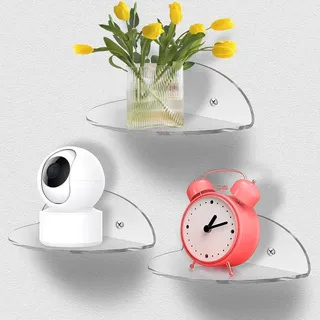 Acryl schwebende Wandregale Set von 4 mini selbstklebenden Wandregalen