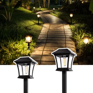 GIGALUMI Solarlampen für Außen,2 Stück Einzigartige Solarleuchten Garten Deko, Wasserdichte Solar Gartenleuchten für Garten, Terrasse, Landschaft, Gehweg, Warmweiß