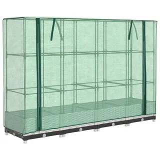 vidaXL Hochbeet mit Gewächshaus-Aufsatz Rattan-Optik 160x40x123 cm - Weiß