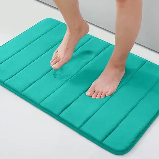 Homaxy Memory Foam Badezimmer Badteppich Saugfähige Rutschfester Badvorleger Waschbar Badematte - 51 x 76 cm, Pfau Grün