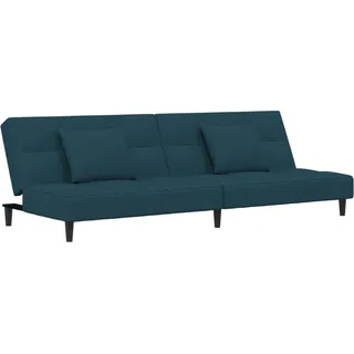 Schlafsofa 2-Sitzer mit 2 Kissen Blau Samt - Blau