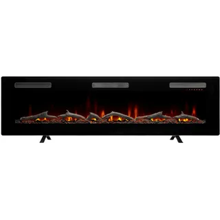 Dimplex Sierra Optiflame TV Medienwand Kamin, 72′′/182,9 cm, Wandmontage, Wandeinbau oder freistehend mit Standfüßen, 7 Flammenfarben, 3 verschiedene Dekorationen, Cool-Touch-Glas, 1,6 kW HeizLüfter - Schwarz