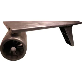 JV moebel Aluminium Schreibtisch Aviator Büro Funktional Stilvoll Flugzeug Flügel silber