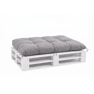 VBChome Palettenkissen für Europaletten Möbel Palettenauflage Garten Balkon 12 Farben mit Schaumstoffflocken Füllung Grau Sitzkissen 120 x 80 cm - Grau
