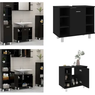 vidaXL Badezimmerschrank Schwarz 60x32x53,5 cm Holzwerkstoff - Badezimmerschrank - Badezimmerschränke - Schrank - Schränke - Schwarz