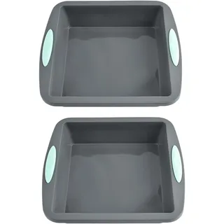 2 Stück Brownie Backform Silikon Eckig, Antihaft Kuchenform Eckig, Silikonbackform Kastenform 20 cm, Quadratisch Silikonformen Backen, Auflaufform Silikon Backformen für Käsekuchen, Brot, BPA-Frei