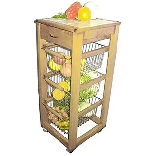 Wagen, schmal, natürlich, 36 x 33 x 83 cm.