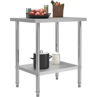 vidaXL Küchen-Arbeitstisch 80 x 60 x 85 cm Edelstahl - Silber