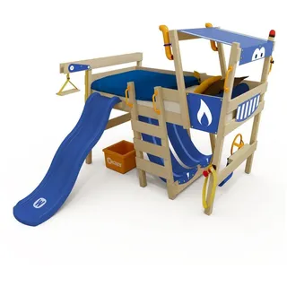 Wickey Kinderbett CrAzY Smoky mit Rutsche Hausbett 90 x 200 cm, Etagenbett - blau - Blau