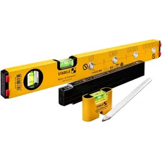 STABILA ELECTRIC KIT - Elektriker Wasserwaage Type 70 Electric /43 cm mit Markierlöchern, Mini-Wasserwaage Pocket Electric /7 cm, Zollstock Type 707 P /2m (PEFC zertifiziert), Bleistift Type ZB