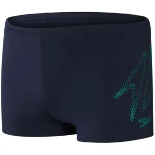 Speedo Hyper Boom Placement Badehose Boxer - True Navy / Jungle Green - UK 32