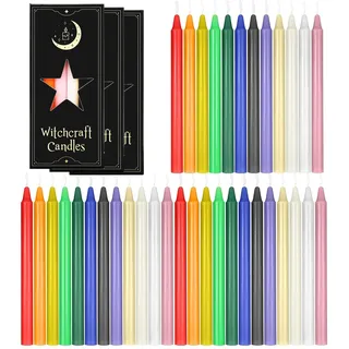 Scentoria Stabkerzen Bunt, 36 Stück Kleine Kerzen, Stabkerzen, Spitzkerzen Höhe 16 cm ø 1,2 cm, Bunte Kerzen,Rituals Kerze, Tisch Dekoration, Bankett, Hochzeit