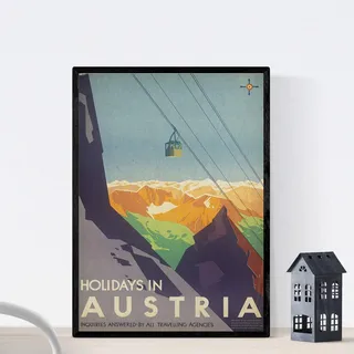 Nacnic vintage poster europäische berge. Weihnachten in österreich. A3 größe