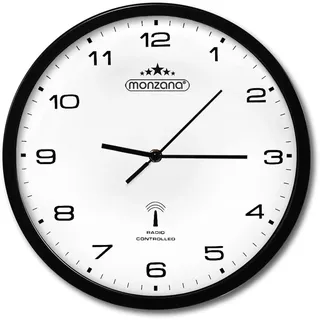 monzana Wanduhr Funkuhr 31cm Schwarz