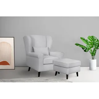 Home affaire Sessel »Ohrensessel CHISTELLE, wahlweise mit Polsterhocker« mit Wellenunterfederung, Maße: B/T/H: 81/87/99 cm, beige