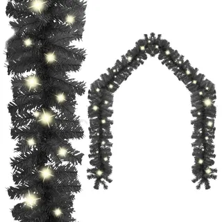 The Living Store Weihnachtsgirlande mit LED 10 m Schwarz - Schwarz