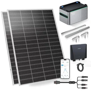 SUNSHARE Ray Lite 400 W Mini-Balkonkraftwerk mit 1024 Wh Balkonkraftwerkspeicher XORO SOLAR SPS 1124 – Leichtes, vormontiertes Komplettset mit 800W Mikro-Wechselrichter, Solarpanel & Speicher