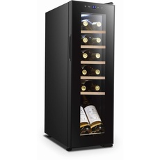 Lacor - 69701 - Weinkeller 12 Flaschen, Weinkühlschrank, Kühlschrank mit Kompressor, Temperaturverstellbar, Abnehmbare Regale, Leise, Antivibrationssystem, Edelstahl, 25x45x79 cm