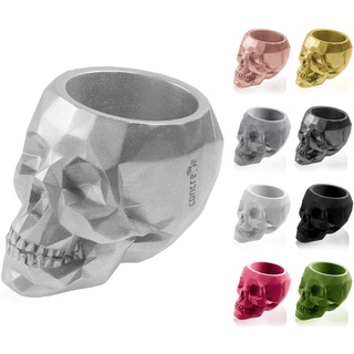 CONCRETTE Blumentopf Blumenkübel Zement-Pflanzkübel Übertopf aus Beton Skull Low-Poly Ø 5 cm/Ø 7,6 cm/Ø 11 cm/Ø 24 cm | 17 Farben