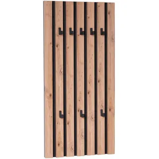 Xora Wandgarderobe , Schwarz, Eiche Artisan , Holzwerkstoff , 45x90x4 cm , Garderobe, Garderobenpaneele, Wandgarderobe