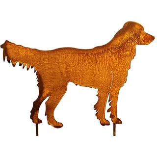 Blümelhuber Hund Gartenstecker Metall in Rostoptik - Labrador, Golden Retriever Gartenfiguren aus Rost - Edelrost Garten Outdoor Deko für Vorgarten, Beet oder Haustür