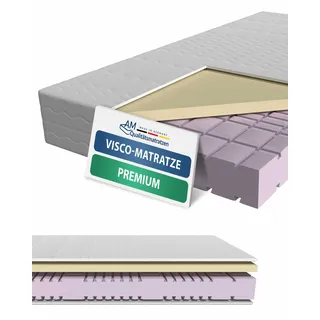 AM Qualitätsmatratzen | Premium Visco-Matratze 200x200 cm | H3 | Kaltschaummatratze mit 4 cm Visco-Auflage | 23 cm Höhe | Germany | 200 x 200 cm