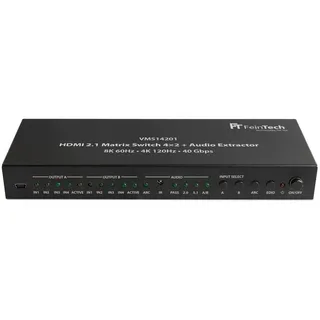 FeinTech VMS14201 HDMI 2.1 Matrix Switch 4x2 mit Audio Extractor 4 in 2 Out 8K 4K 120Hz