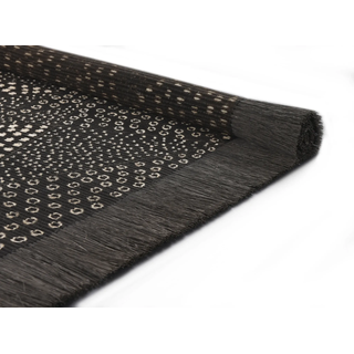 Teppich DIE HAUSKUNST "Chiya Tiama 3" Gr. 34, schwarz, B:120cm H:4mm L:200cm, Baumwolle, Jute, Teppiche, Teppich, Flachgewebe, handgewebt, mit Fransen