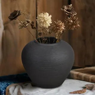 JIDOFUE Große rustikale Keramikvase, 17.3 cm/ 6.8 Zoll Terrakotta-Vase für Zuhause, Wohnzimmer, Landhausstil, für Hochzeiten, Einweihungen, Geschenke