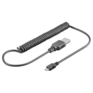 goobay 62334 Micro USB Lade- und Synchronisationskabel, Spiralkabel, für Android-Geräte, Schwarz