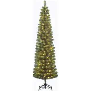 Black Box Trees Charlton Weihnachtsbaum künstlich mit LED-Beleuchtung - Schmaler Baum für Weihnachten - Weihnachtsdeko für drinnen - Höhe 230 cm Durchmesser 58 cm - Grün
