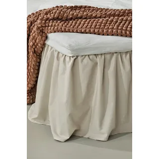 JOTEX Zack Volant Betthusse - 100% hochwertige Bio-Baumwolle Bettrock, Höhe 45 cm - Beige, 140 x 200 cm