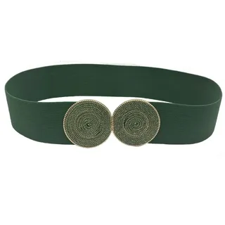 ZAHSY Elastischer Gürtel Cinch Bund für Damen: Dehnbarer Taillengürtel mit runden Schnallen, geeignet für Größen 29-33 Zoll, in Grün