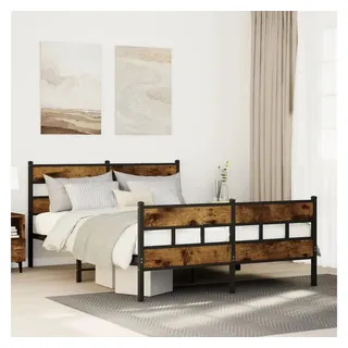 vidaXL Metallbett ohne Matratze Räuchereiche 160x200 cm