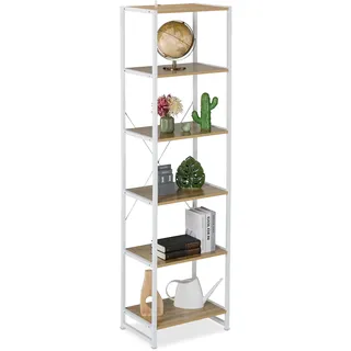 Relaxdays Standregal 50 x 35 x 180 cm Weiß/Natur