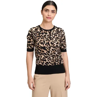 Betty Barclay Damen Feinstrickpullover mit Animalprint 40, Schwarz/Beige